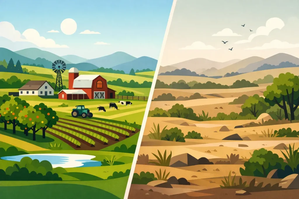 Managed Farm Versus Raw Land